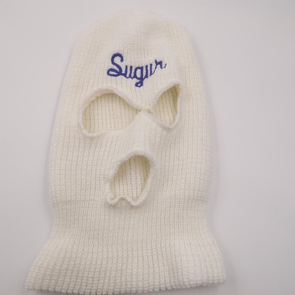 RARE White Sugur Balaclava Streetwear Embroidery Custom Hip Hop Ski Mask Stokely